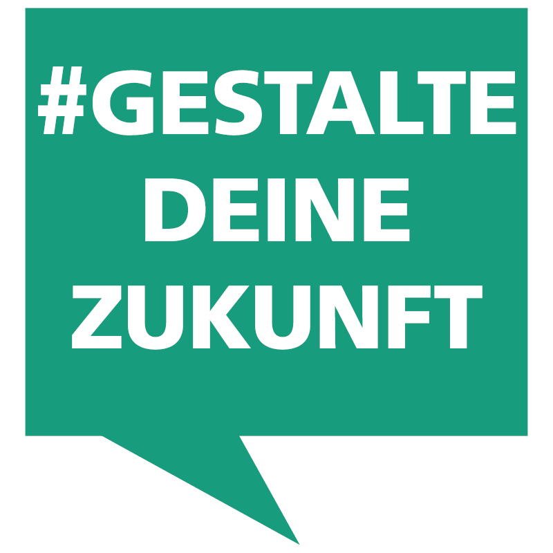 Sprechblase Zukunft gestalten